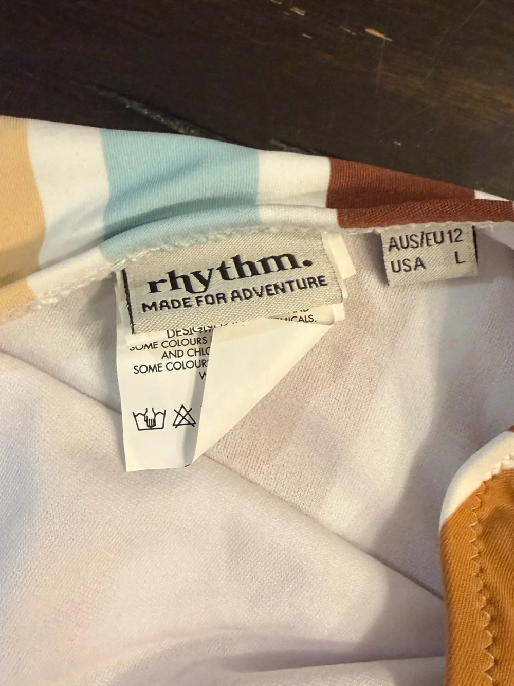 Rhythm. Vertical Stripe ZIMBABWE SCOOP ONE PIECE Swimsuit - Brown, Blue - large